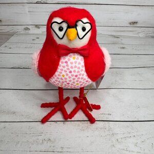 Valentines Target Wondershop Fledge Red Fabric Bird Glasses Decor NWT‎